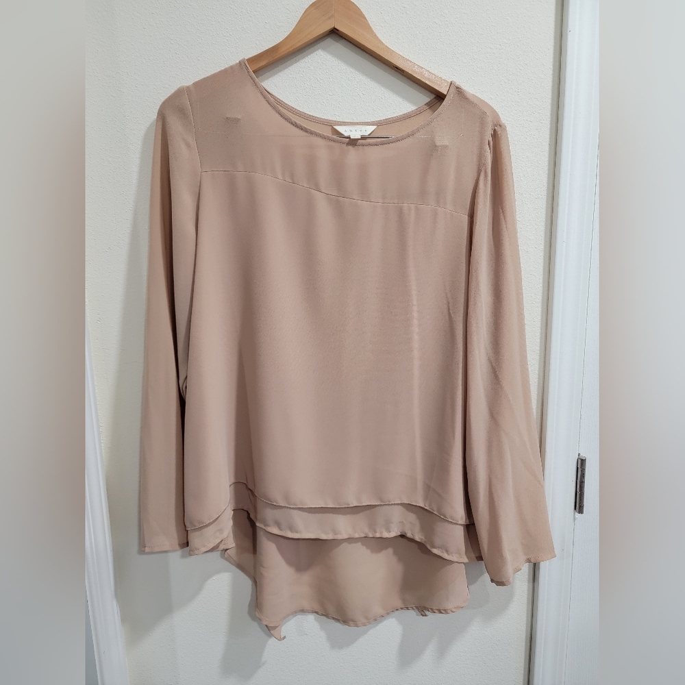 Adiva Women's Tan Layered Blouse
